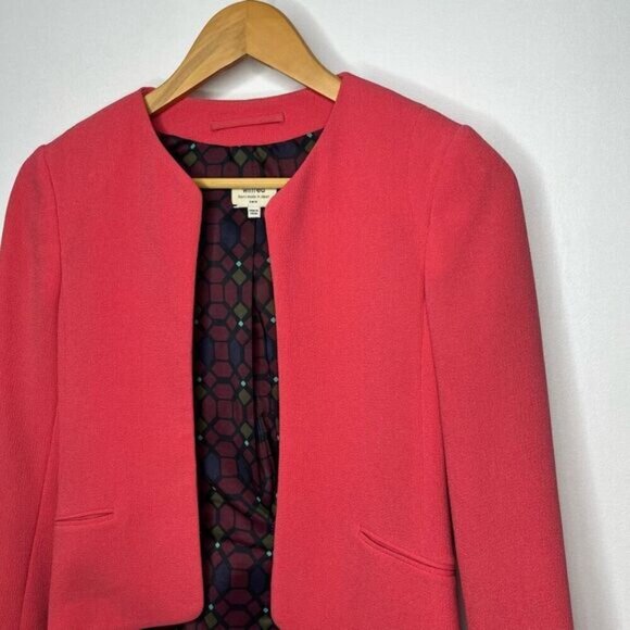 Aritzia Wilfred Women's Size 0 Long Sleeve Exquis Crepe Open Front Blazer Coral - Picture 2 of 13
